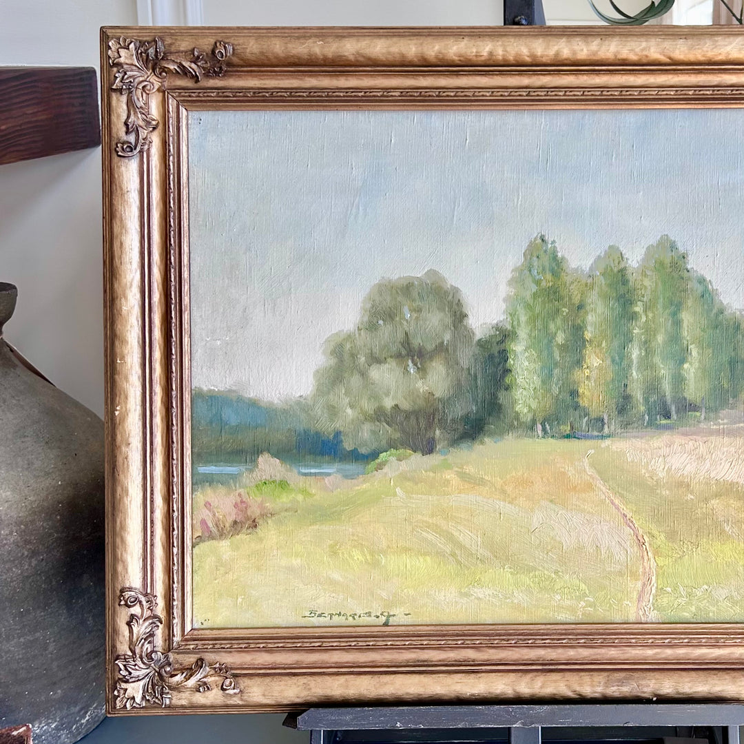 Vintage Landscape Painting in Ornate Gilt Frame
