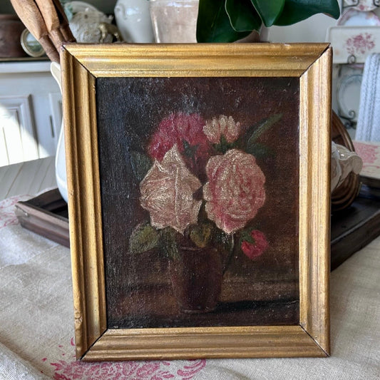 Antique rose study oil on paper