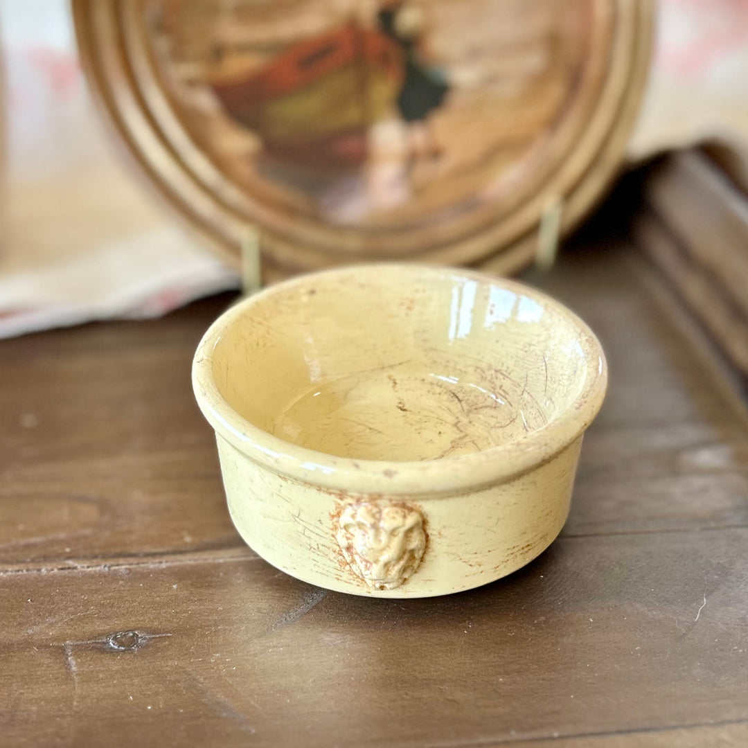 Antique Sarreguemines Lion-Head Ramekin