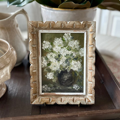 White florals- original oil on canvas in vintage frame