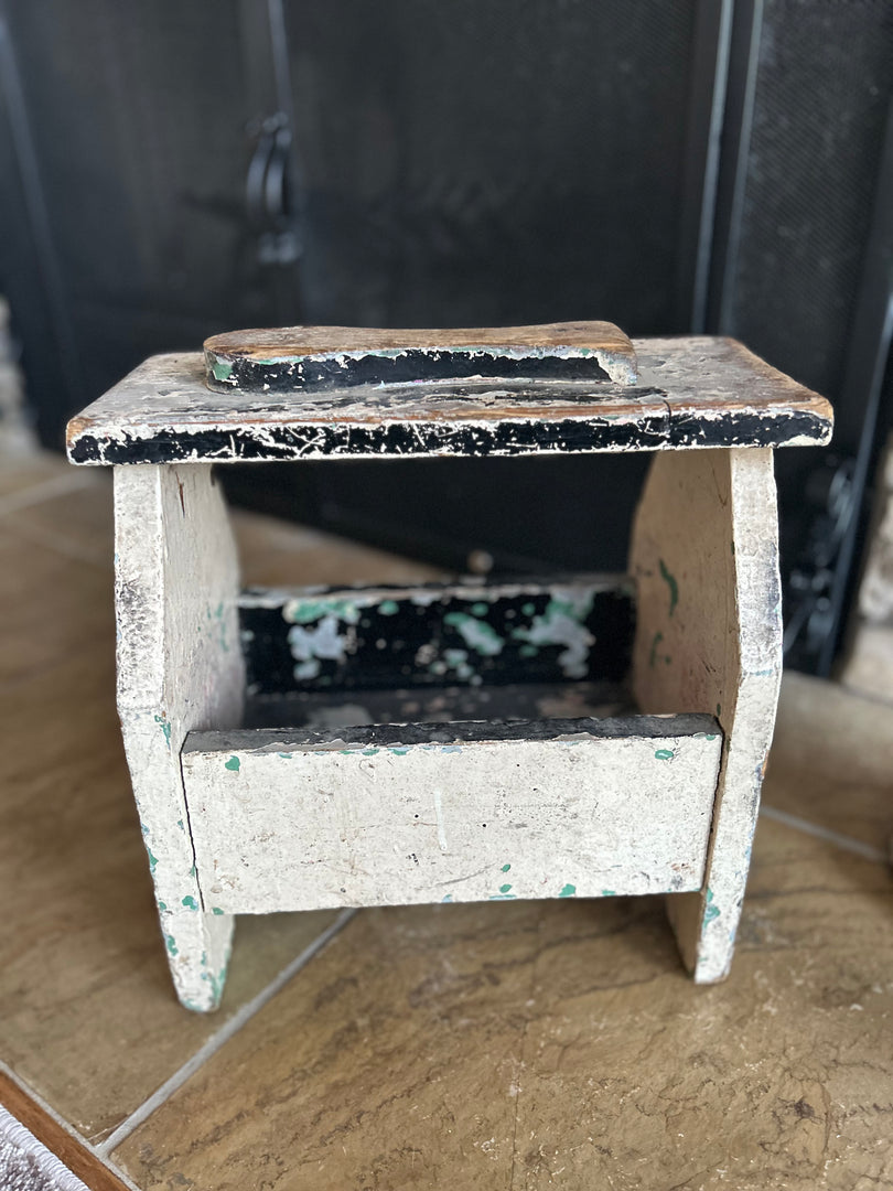 Vintage Wooden Shoe Shine Box with Original Paint, c. 1930s
