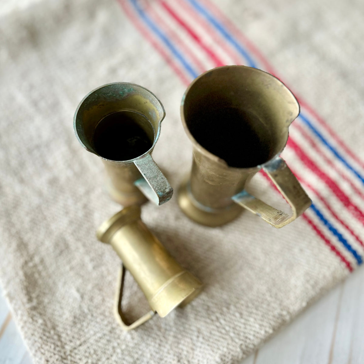 Antique 19th Century Graduated Brass Measures (Set of Three)