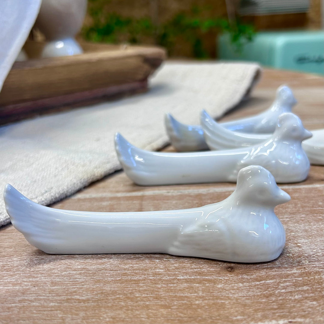 Vintage French Pillivuyt Porcelain Bird Knife Rests
