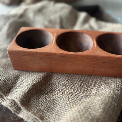 Antique Wooden Triple Bowl