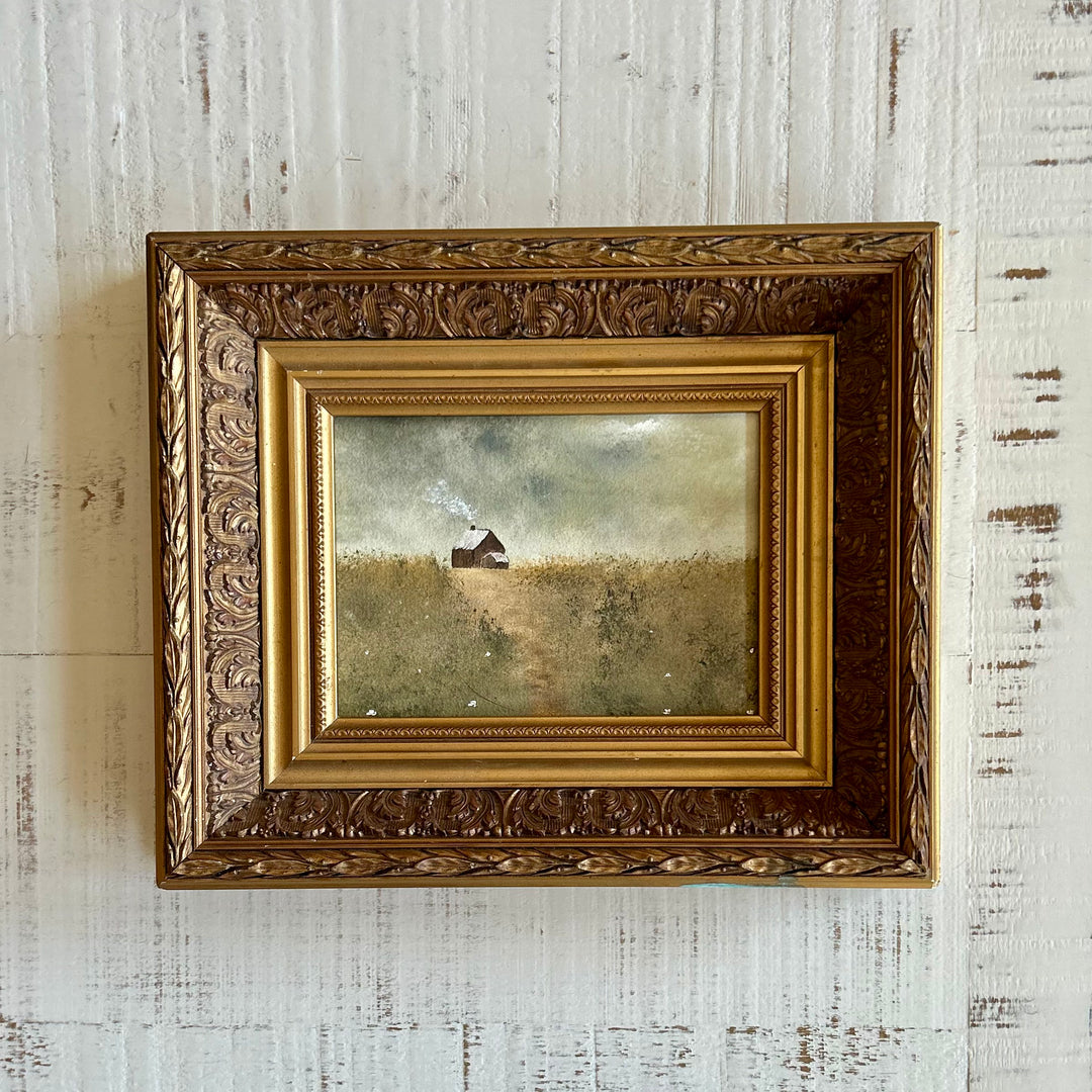 Original Countryside Study in ornate vintage frame