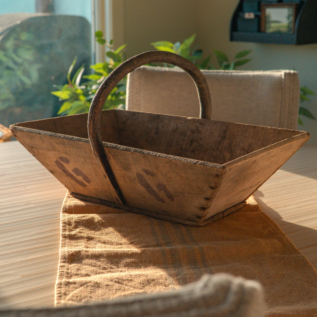 Antique French wooden harvest trug