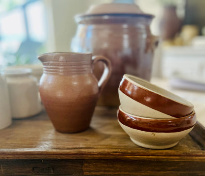Vintage French Stoneware set of two Café au Lait bowls