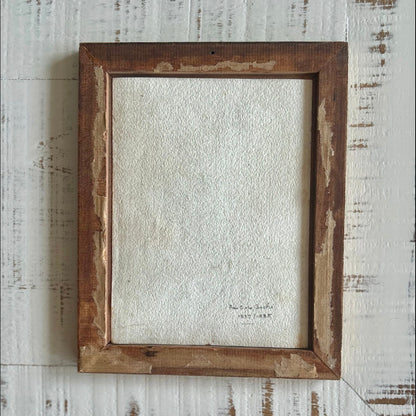 Little Bridge in the Countryside – Vintage Pastoral Painting in Ornate Gilt Frame