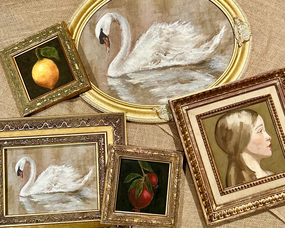 Swan - fine art print in vintage frames