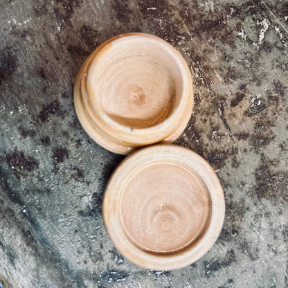 Pair of Vintage French Miniature Hand-Turned Wooden Keepsake Boxes