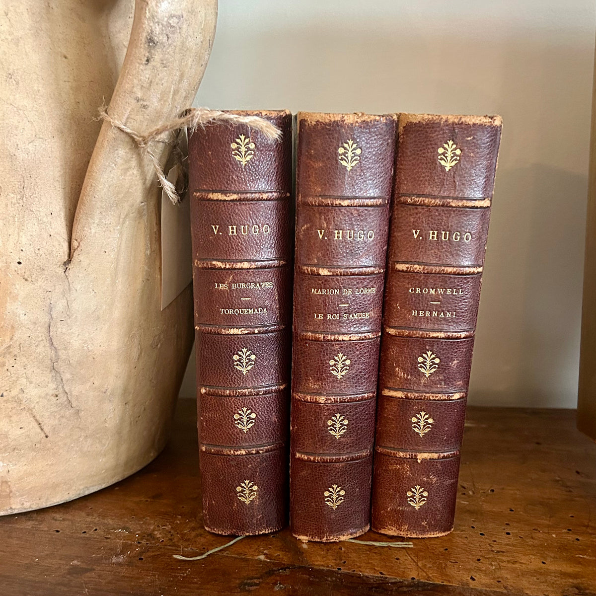 Antique French Leather-Bound Victor Hugo Set (c. 1880)