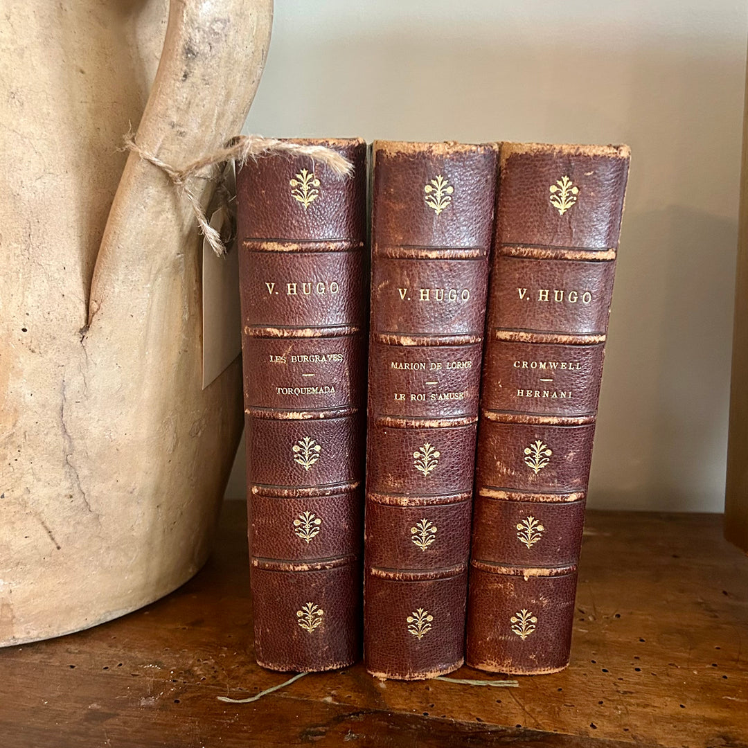 Antique French Leather-Bound Victor Hugo Set (c. 1880s)
