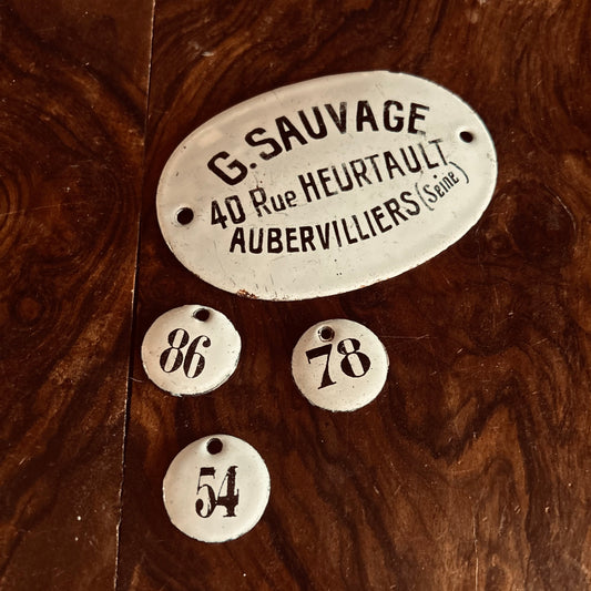 Early 20th Century French Enamel Maker’s Plaque – G. Sauvage, Aubervilliers