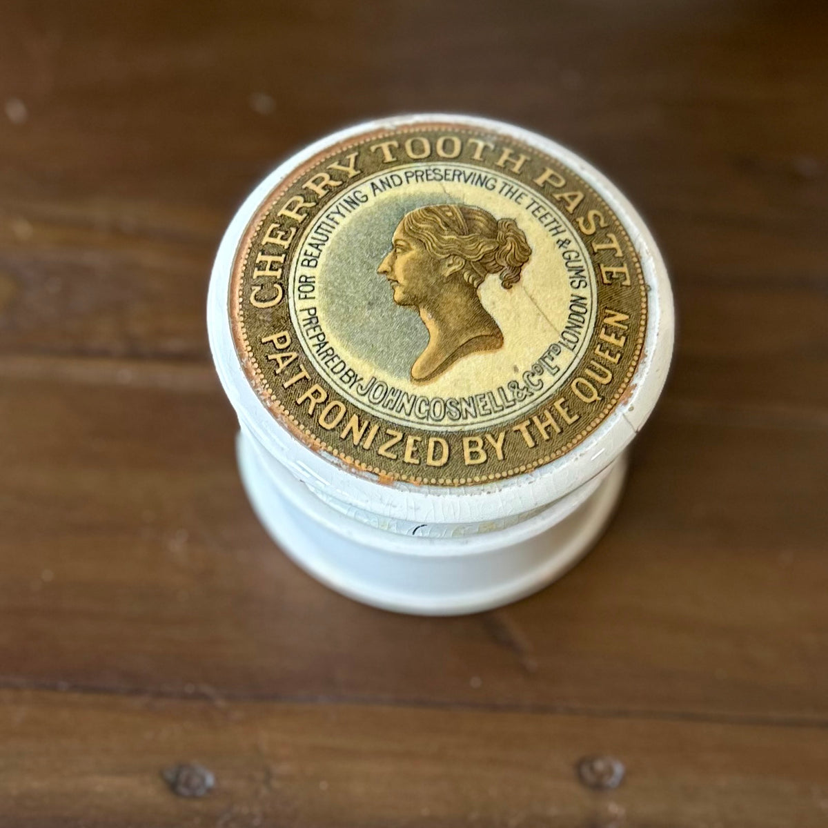 Antique English Cherry Tooth Paste Pot c.1900 by John Gosnell & Co. London