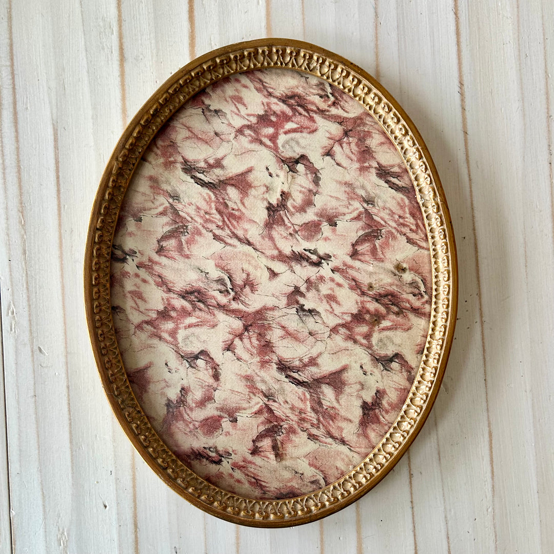 Antique Oval Frame with Marbled Paper Backing