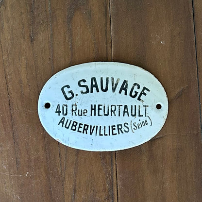 Early 20th Century French Enamel Maker’s Plaque – G. Sauvage, Aubervilliers