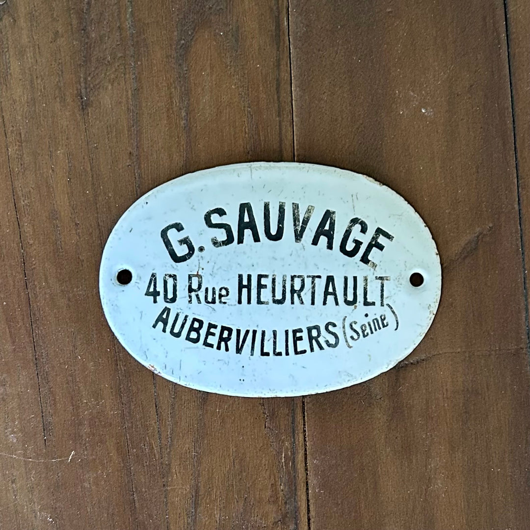 Early 20th Century French Enamel Maker’s Plaque – G. Sauvage, Aubervilliers