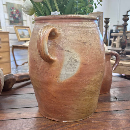 Antique French Terracotta Confit Pot with Handles