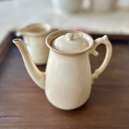 Vintage Cream Stoneware Teapot