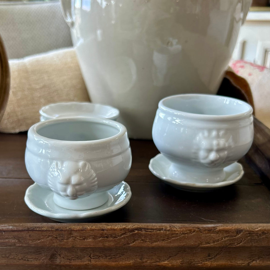 Vintage Mini White Lion Head Bowls, Set of 2