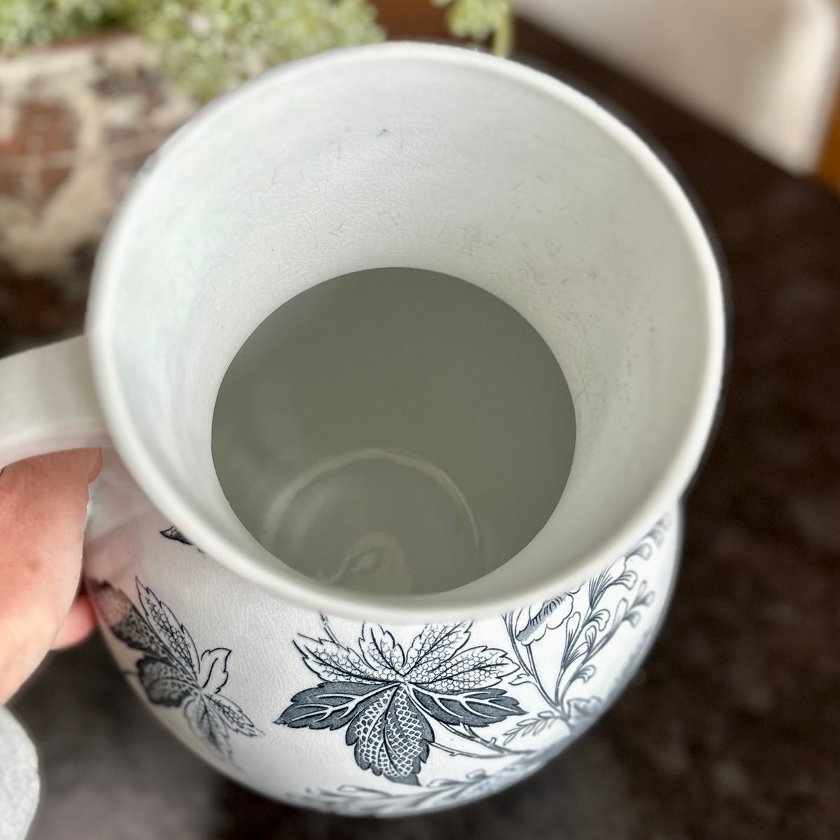 Antique English Black Transferware Jug – Madeley PB&S, Rare Form