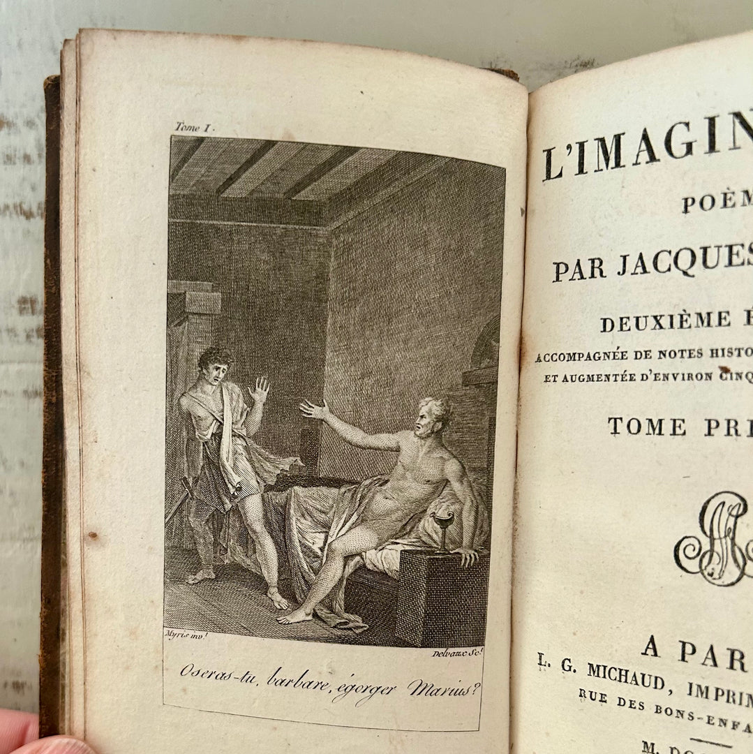 Antique French Book — L’Imagination (1817) by Jacques Delille, Collège Royal Prize Edition