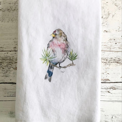 Redpoll French linen tea towel