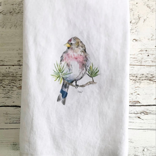 Redpoll French linen tea towel