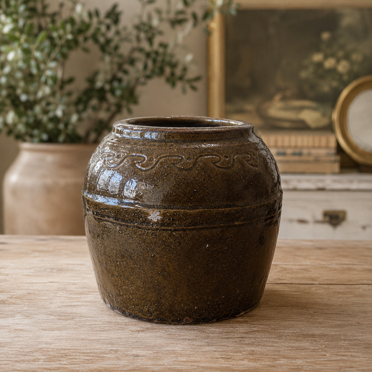 Antique European Glazed Stoneware Storage Jar
Circa 1880–1910