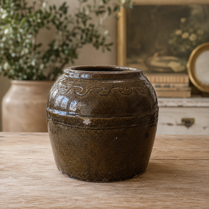 Antique European Glazed Stoneware Storage Jar
Circa 1880–1910