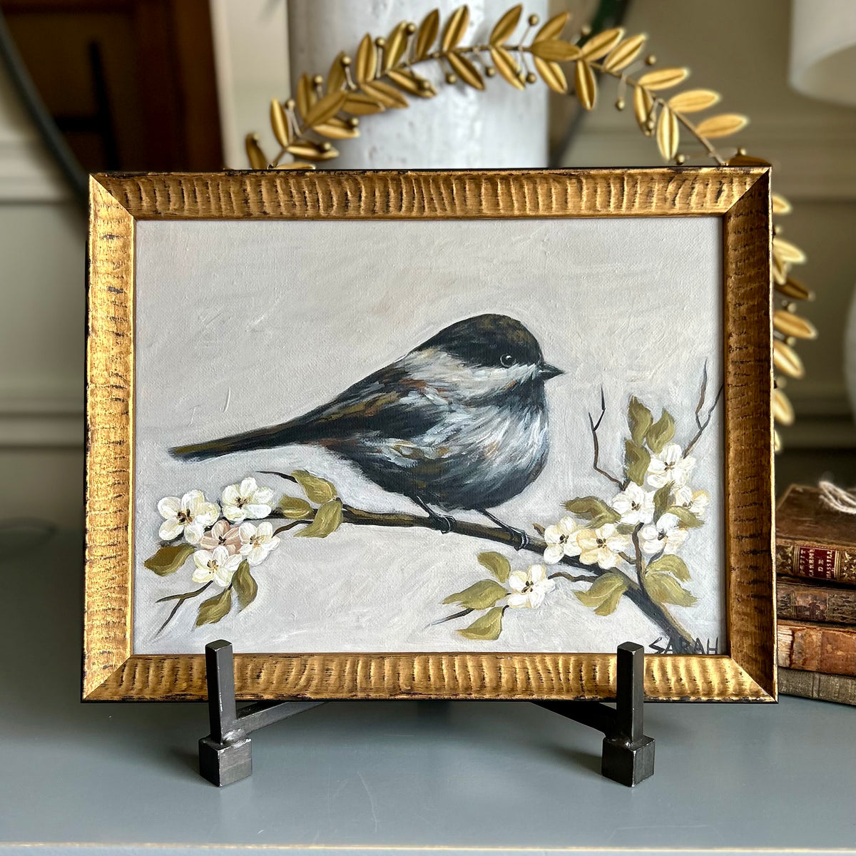 Songbird on Blossom Branch — Original Painting by Sarah Fehr