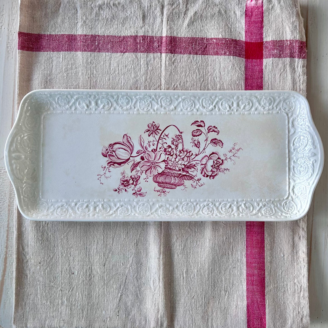 Early 20th-Century Crown Devon Floral Transferware Tray
