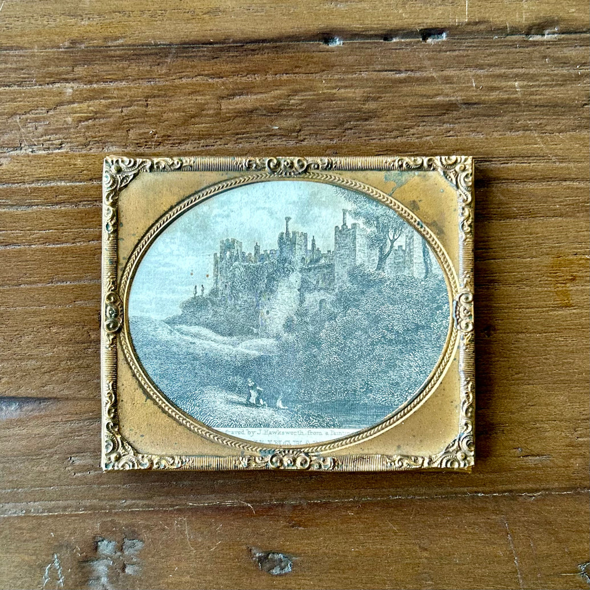 Victorian Brass Framed Castle Engraving