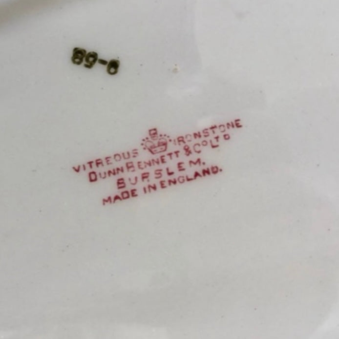 Late Victorian English Ironstone Platter — Burslem Red Transferware (c. 1885–1905)