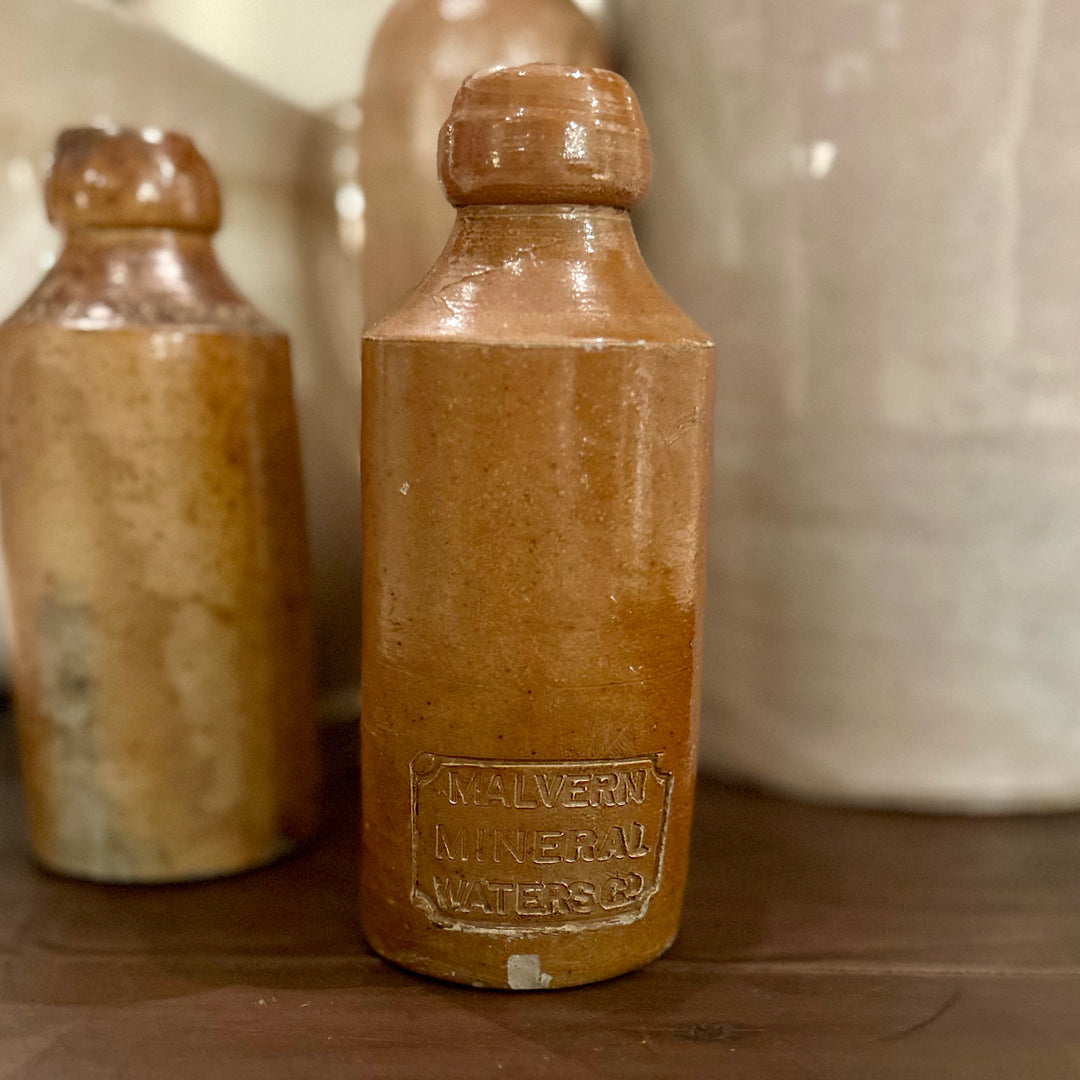 Antique English Stoneware “Malvern Mineral Waters” Bottle