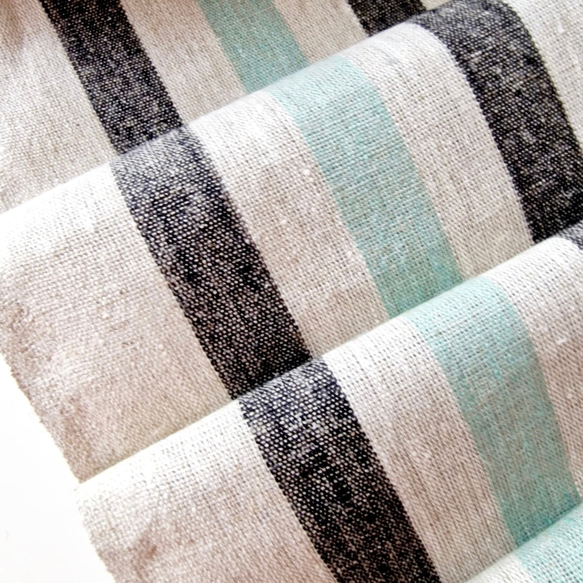 French Striped Heavyweight Linen Fabric – 4 Yards