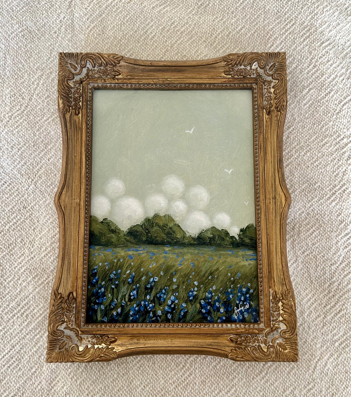 "Birds & Bonnets III" Fine Art Print (framed) 5X7"