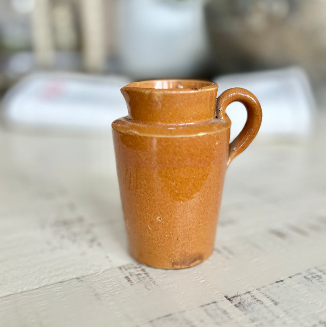 Vintage Amber Stoneware Cream Pitcher