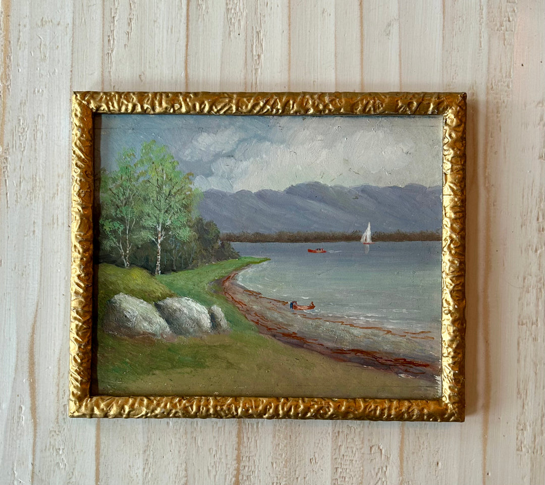 Vintage landscape original oil on board