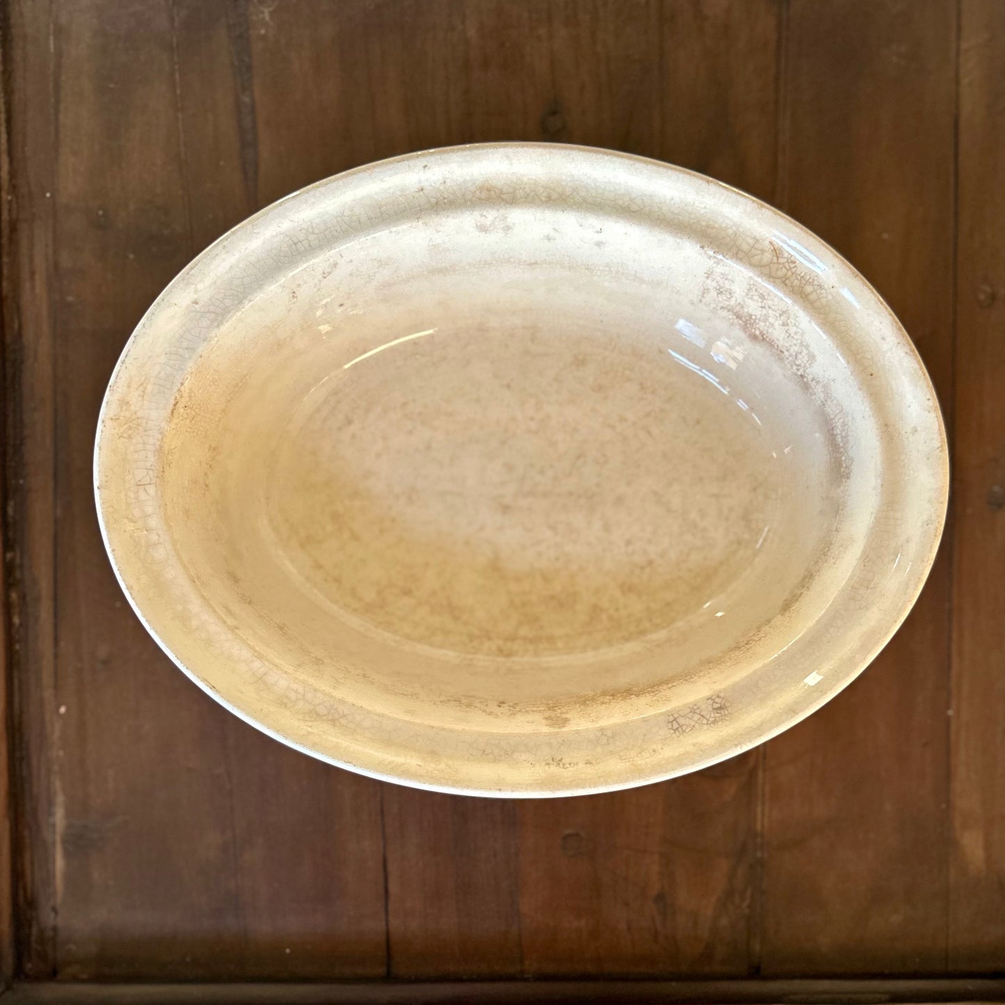 Antique English Ironstone Oval Baking Dish –  (c. 1920s–1930s)