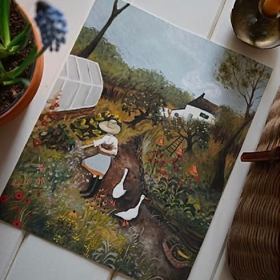 Down in the garden (framed) 8x10”