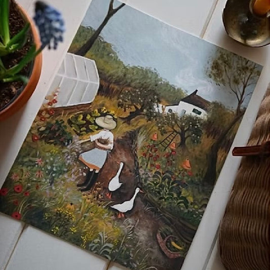 Down in the garden (framed) 8x10”
