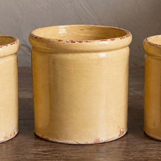 Antique French Yellow Ware Pot | 19th Century
