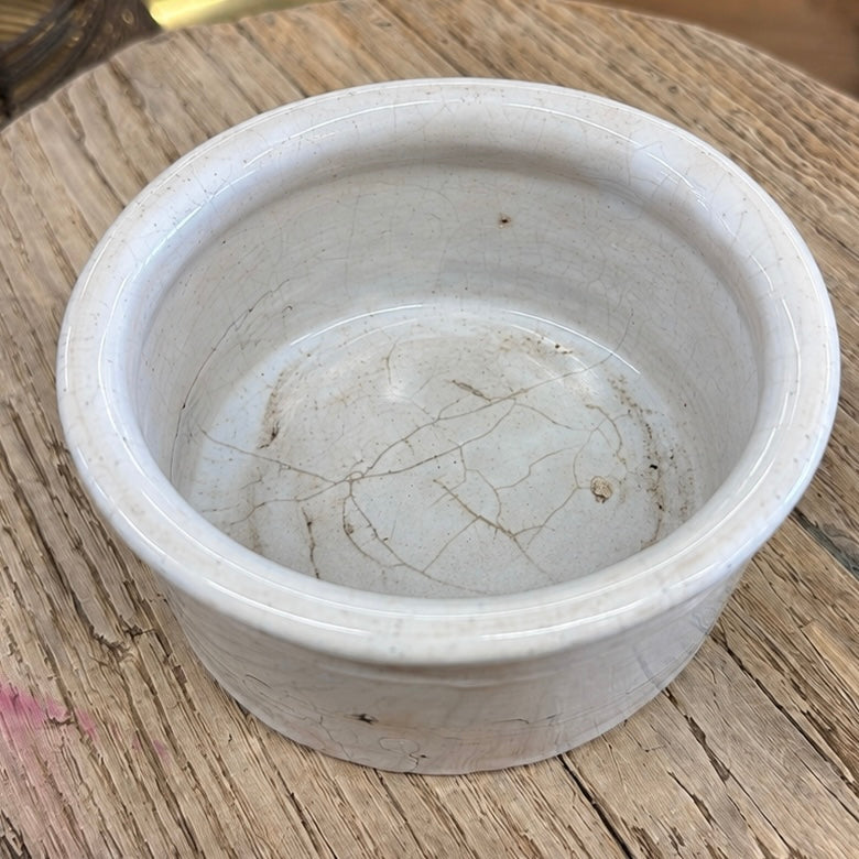 Antique White Ironstone Preserve Crock