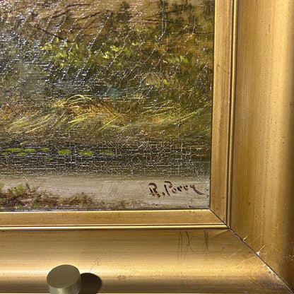 Antique English Landscape Oil Painting – Signed R. Percy