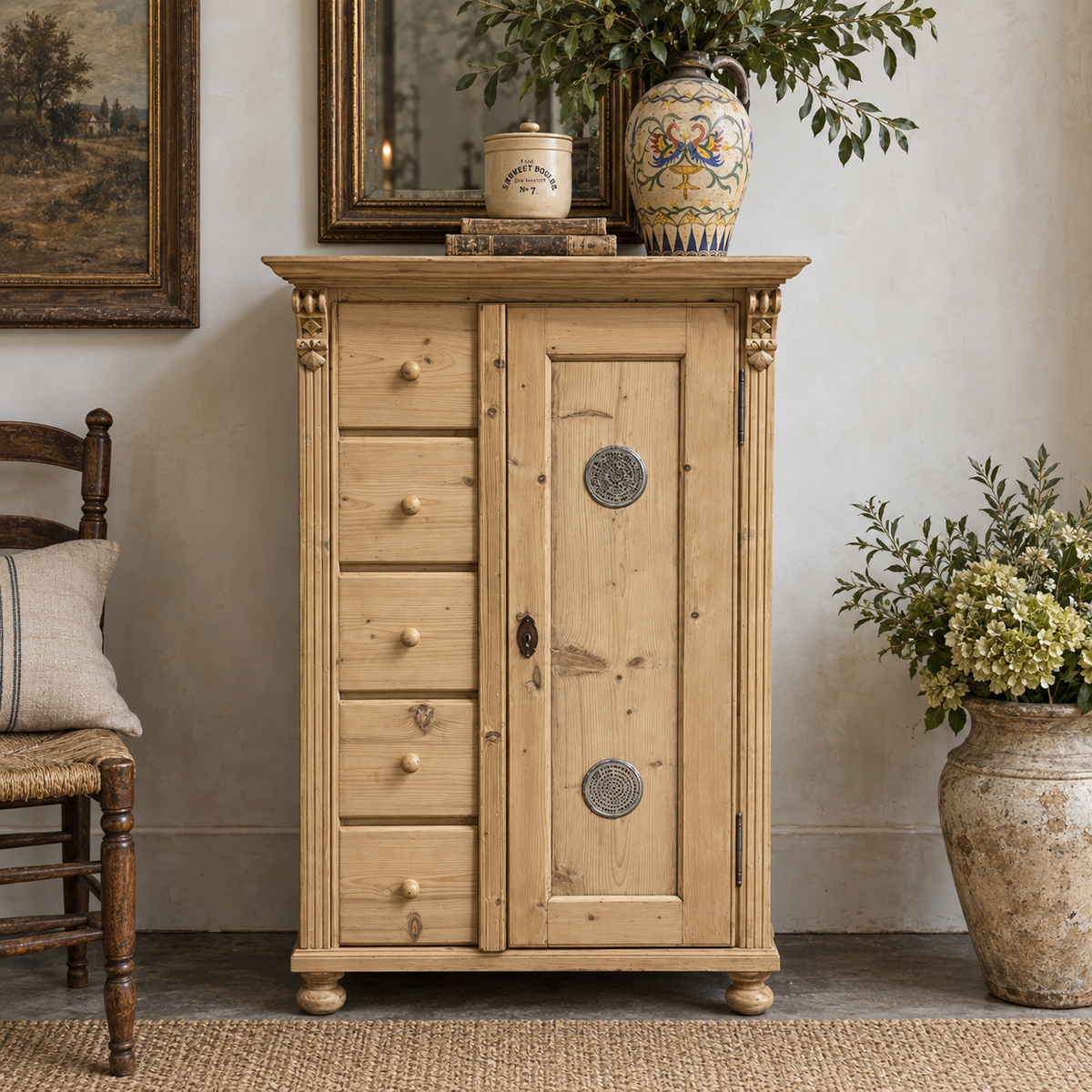Antique Pine Food Storage Cabinet