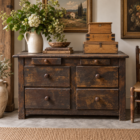 Antique shop/merchants counter with coin drop