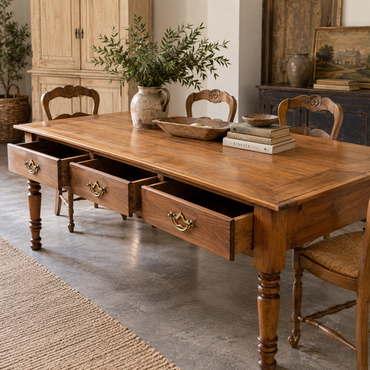 Antique Farmhouse Work Table with Pull-Out Extension | c. 1880–1900