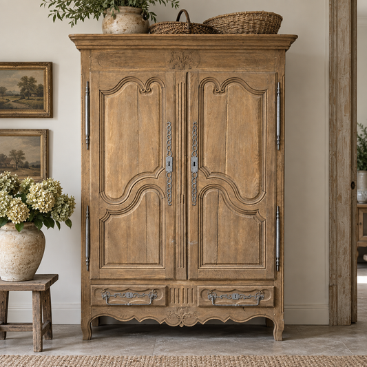 Antique French Carved Oak Cupboard / Armoire, c. 1880–1910