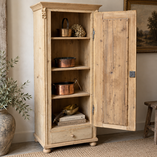 Antique European Pine Single-Door Cupboard, c. 1890